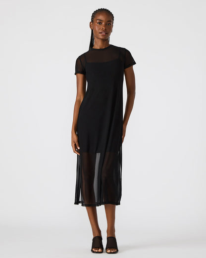 NOLA Black Short-Sleeved Mesh Sheer Women's Dress - Steve Madden