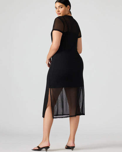NOLA Black Short-Sleeved Mesh Sheer Women's Dress - Steve Madden