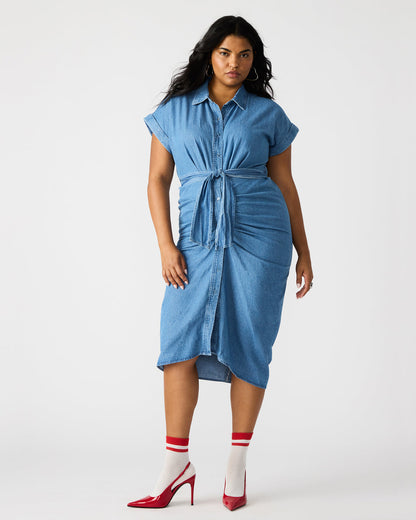 TORI Denim Button Up Collared Midi Dress - Steve Madden