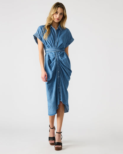 TORI Denim Button Up Collared Midi Dress - Steve Madden