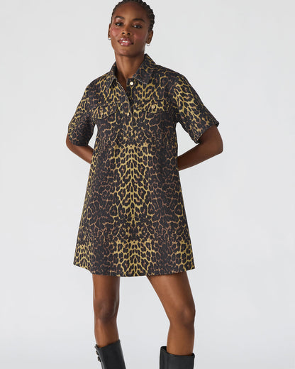 FREDDY Hot Spots Print Short-Sleeved Denim Button-Up Mini Women's Dress - Steve Madden