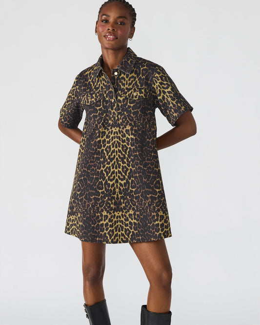 FREDDY Hot Spots Print Short-Sleeved Denim Button-Up Mini Women's Dress - Steve Madden