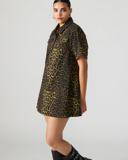 FREDDY Hot Spots Print Short-Sleeved Denim Button-Up Mini Women's Dress - Steve Madden