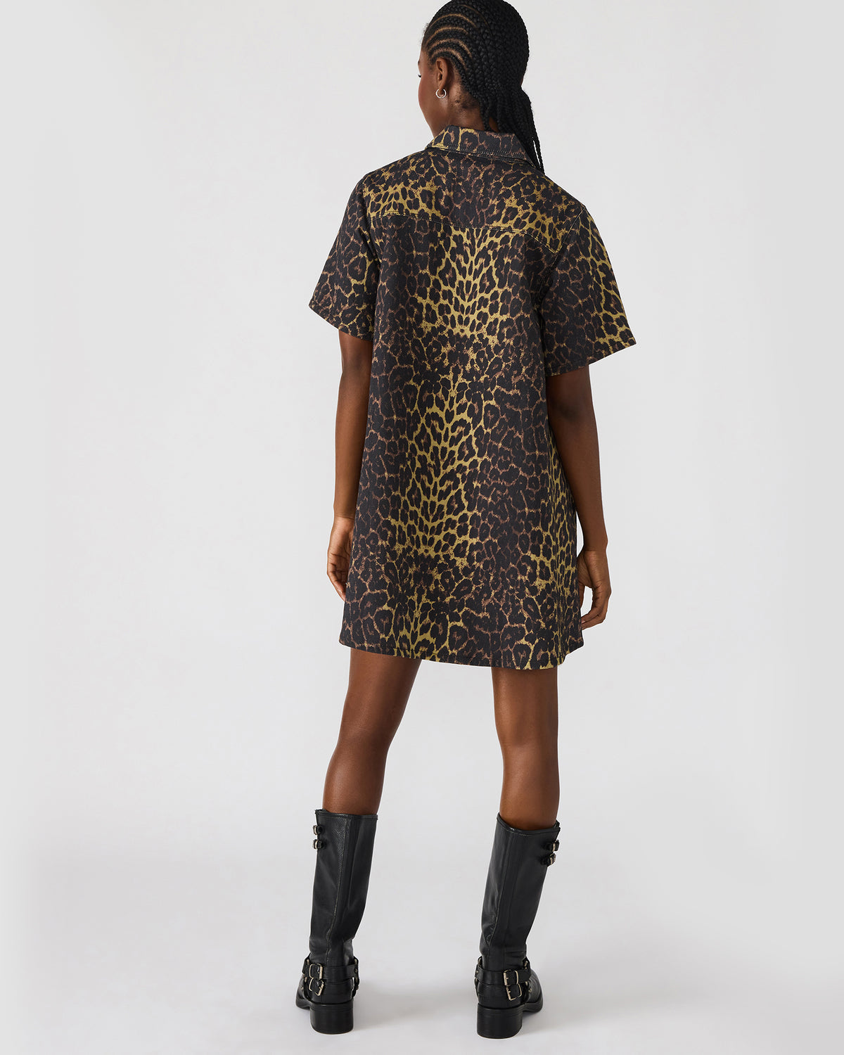FREDDY Hot Spots Print Short-Sleeved Denim Button-Up Mini Women's Dress - Steve Madden