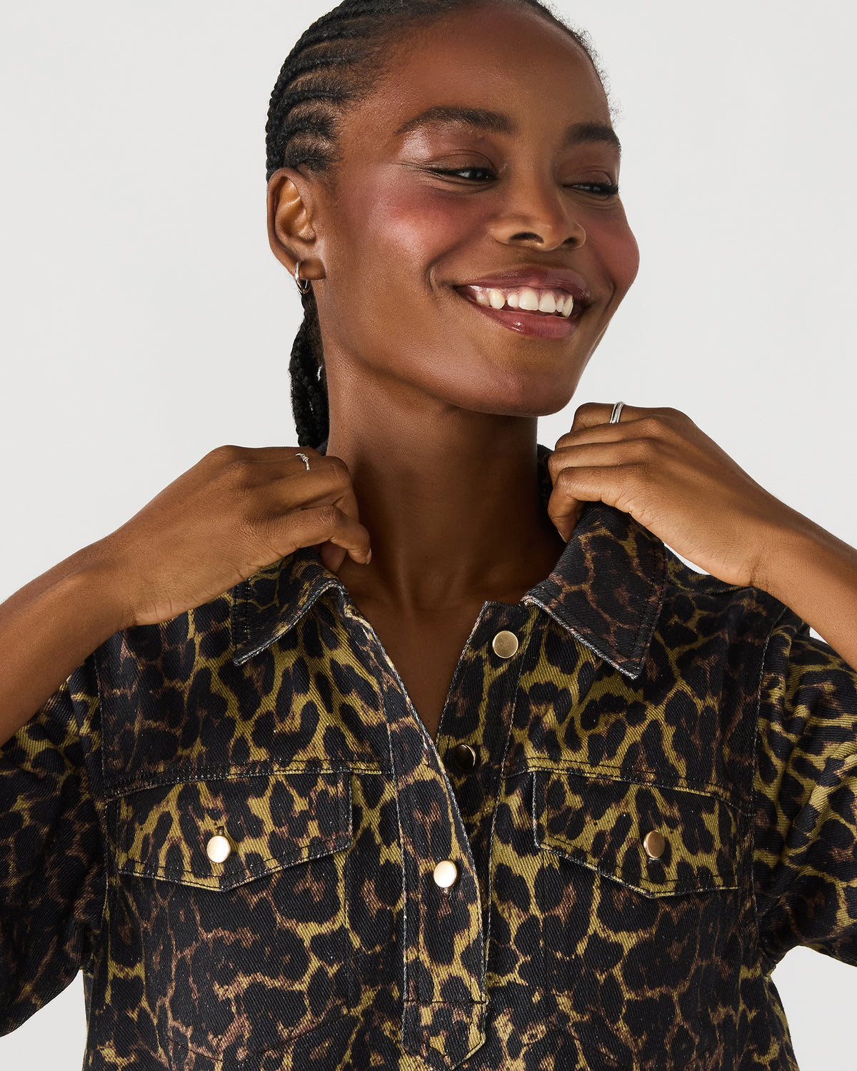 FREDDY Hot Spots Print Short-Sleeved Denim Button-Up Mini Women's Dress - Steve Madden