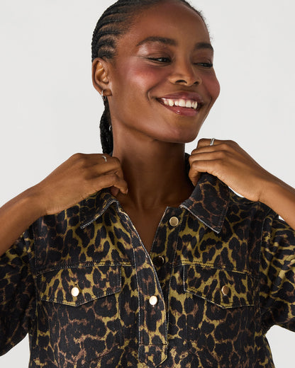 FREDDY Hot Spots Print Short-Sleeved Denim Button-Up Mini Women's Dress - Steve Madden