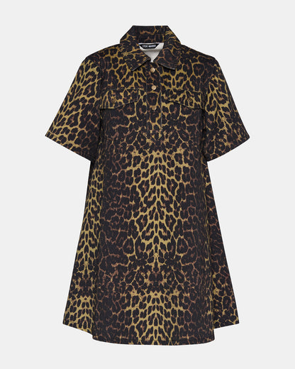 FREDDY Hot Spots Print Short-Sleeved Denim Button-Up Mini Women's Dress - Steve Madden