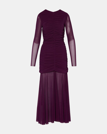 KIARA Beet Long-Sleeved Maxi Mesh Flowy Women's Dress - Steve Madden