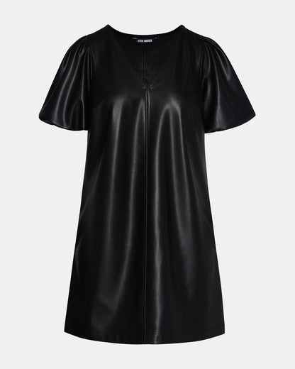TILLY Black Short-Sleeved Faux Leather Women's Dress - Steve Madden