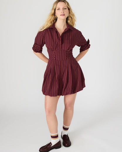 ARIELLE Wine Long-Sleeved Button-Up Bubble Women's Dress - Steve Madden