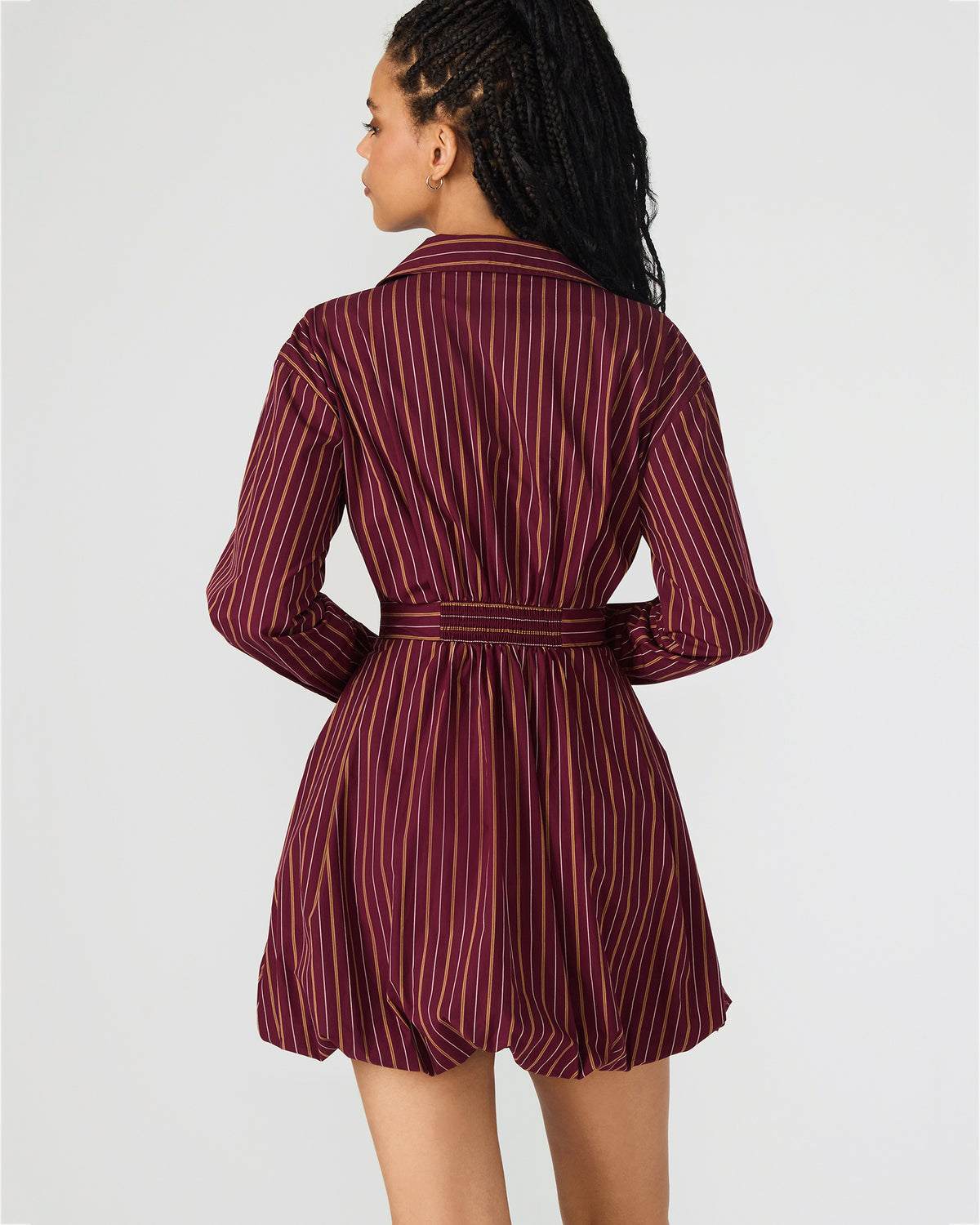 ARIELLE Wine Long-Sleeved Button-Up Bubble Women's Dress - Steve Madden