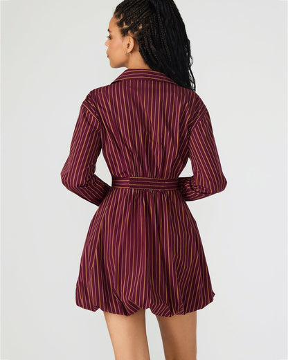 ARIELLE Wine Long-Sleeved Button-Up Bubble Women's Dress - Steve Madden