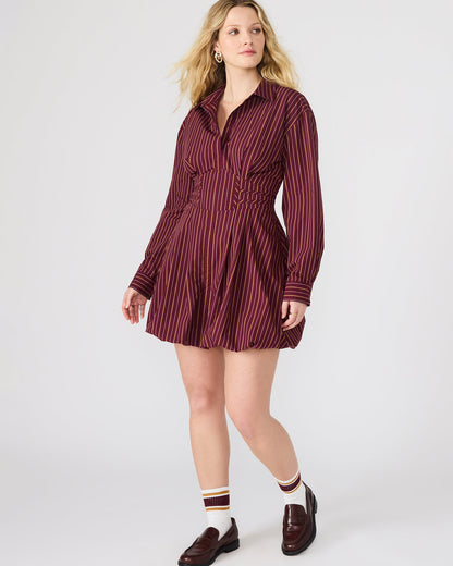 ARIELLE Wine Long-Sleeved Button-Up Bubble Women's Dress - Steve Madden