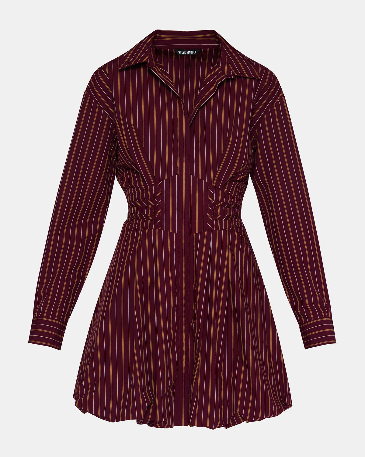 ARIELLE Wine Long-Sleeved Button-Up Bubble Women's Dress - Steve Madden