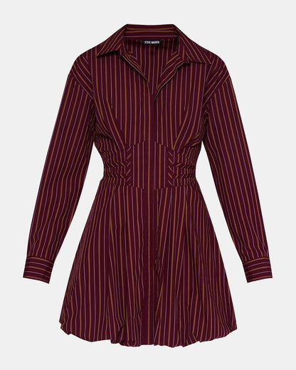 ARIELLE Wine Long-Sleeved Button-Up Bubble Women's Dress - Steve Madden