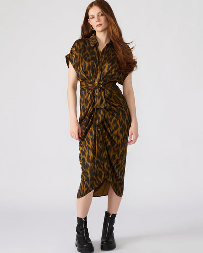 TORI Leopard Button Up Collared Midi Dress - Steve Madden