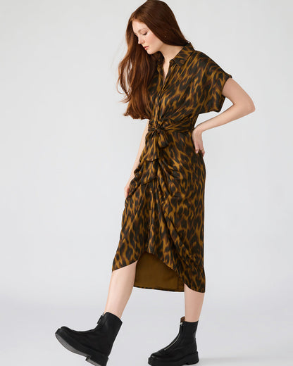 TORI Leopard Button Up Collared Midi Dress - Steve Madden