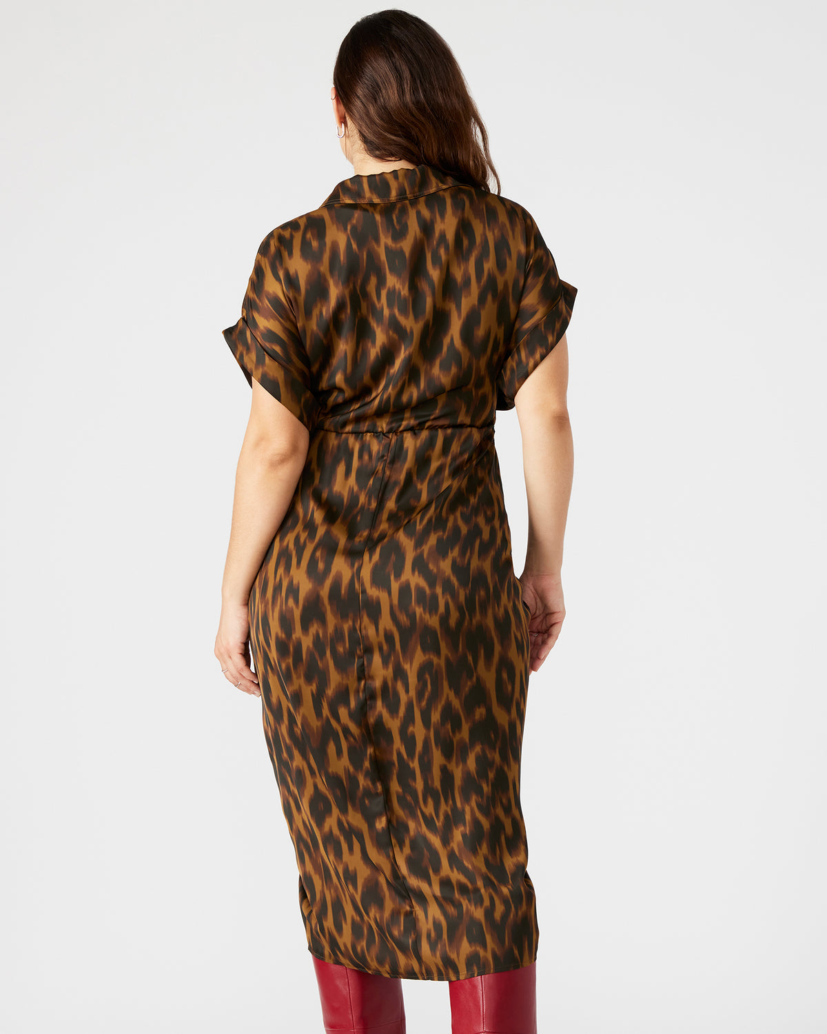 TORI Leopard Button Up Collared Midi Dress - Steve Madden