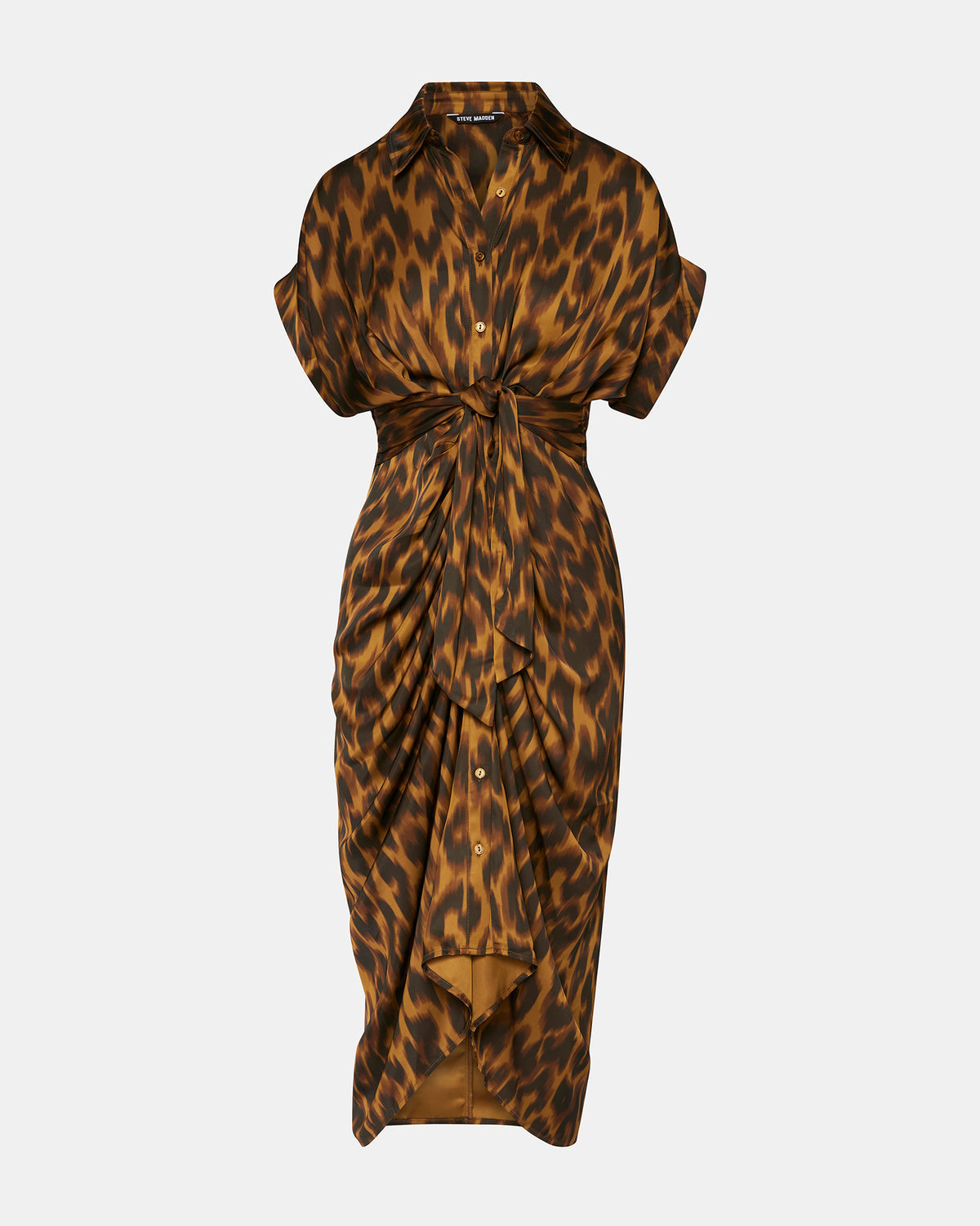 TORI Leopard Button Up Collared Midi Dress - Steve Madden