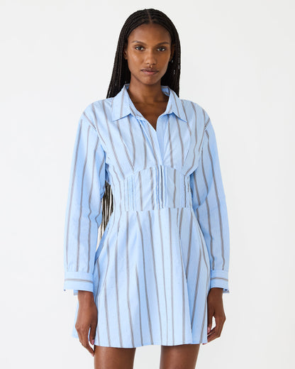 ARIANY Estate Blue Long-Sleeved Collared Neckline Women's Dress - Steve Madden