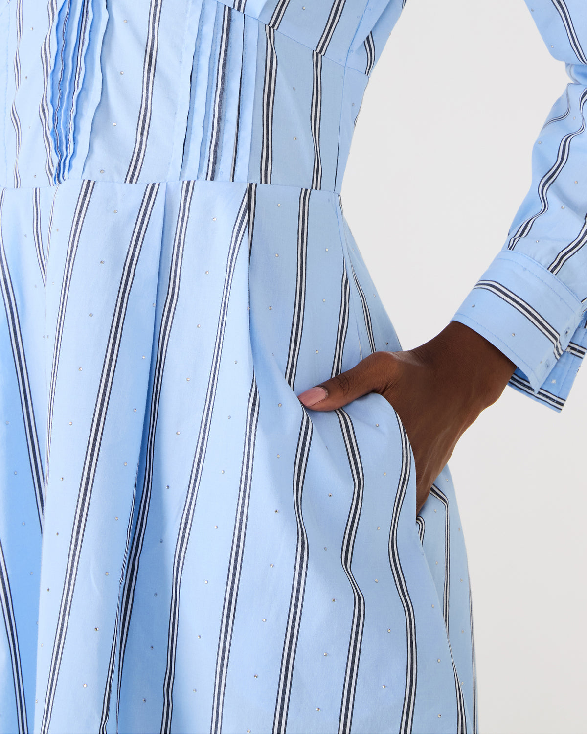ARIANY Estate Blue Long-Sleeved Collared Neckline Women's Dress - Steve Madden