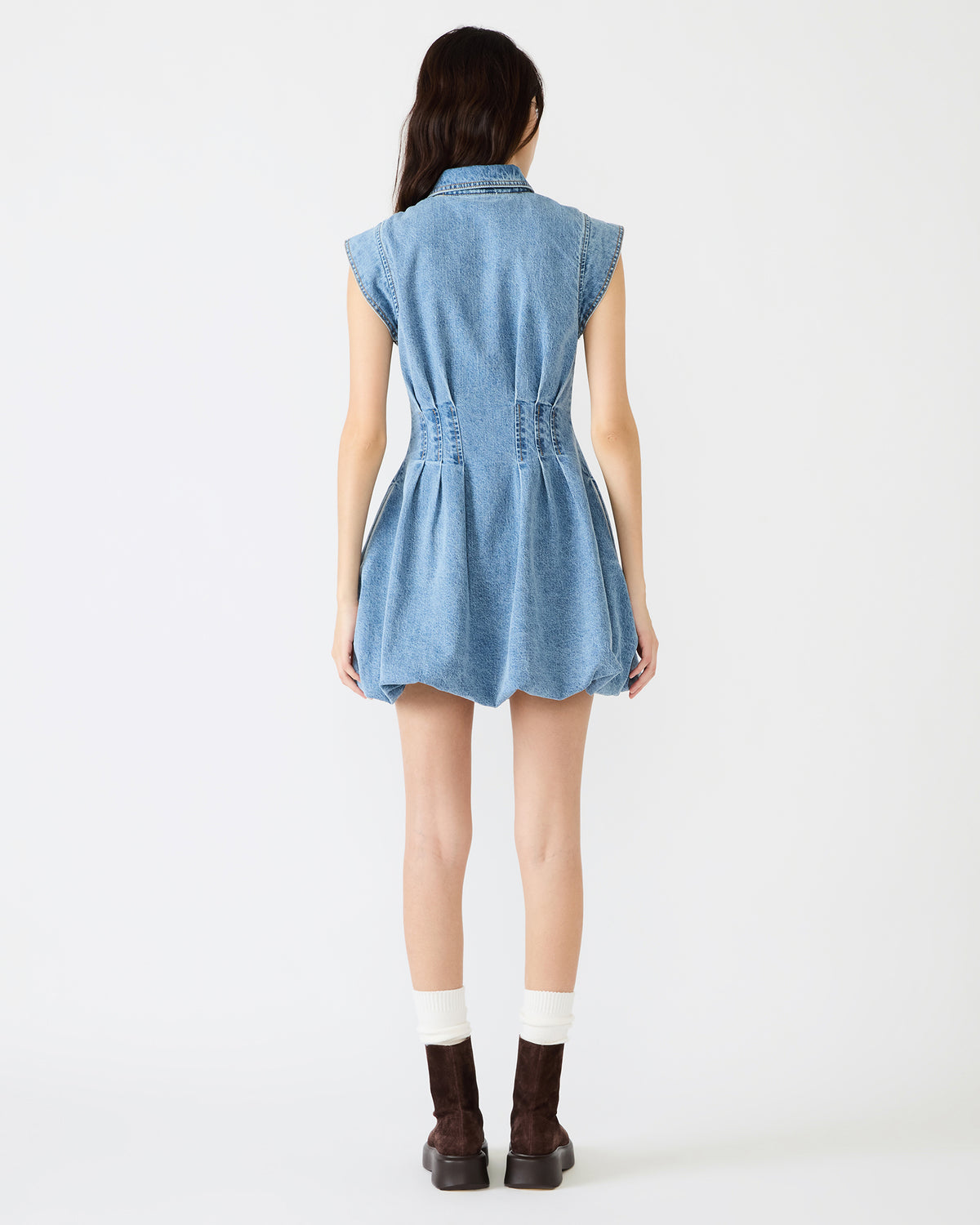 DYANNE Forever Blue Women's Zip-Front Bubble-Hem Dress - Steve Madden