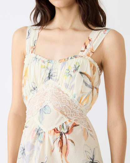 ALEXUS Vintage Ivory Flowy Lace Trim Flowy Women's Maxi Dress - Steve Madden