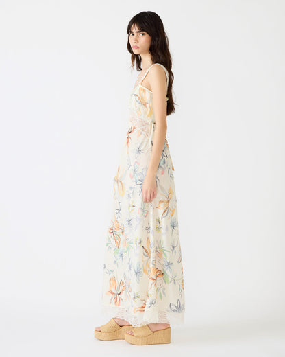 ALEXUS Vintage Ivory Flowy Lace Trim Flowy Women's Maxi Dress - Steve Madden