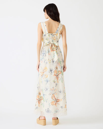 ALEXUS Vintage Ivory Flowy Lace Trim Flowy Women's Maxi Dress - Steve Madden