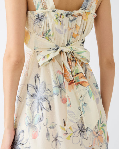 ALEXUS Vintage Ivory Flowy Lace Trim Flowy Women's Maxi Dress - Steve Madden