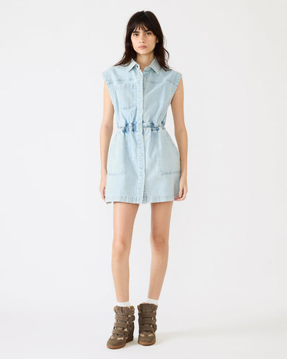 ROBBIE Aruba Blue Denim Zip-Up Collared Women's MinI Dress - Steve Madden
