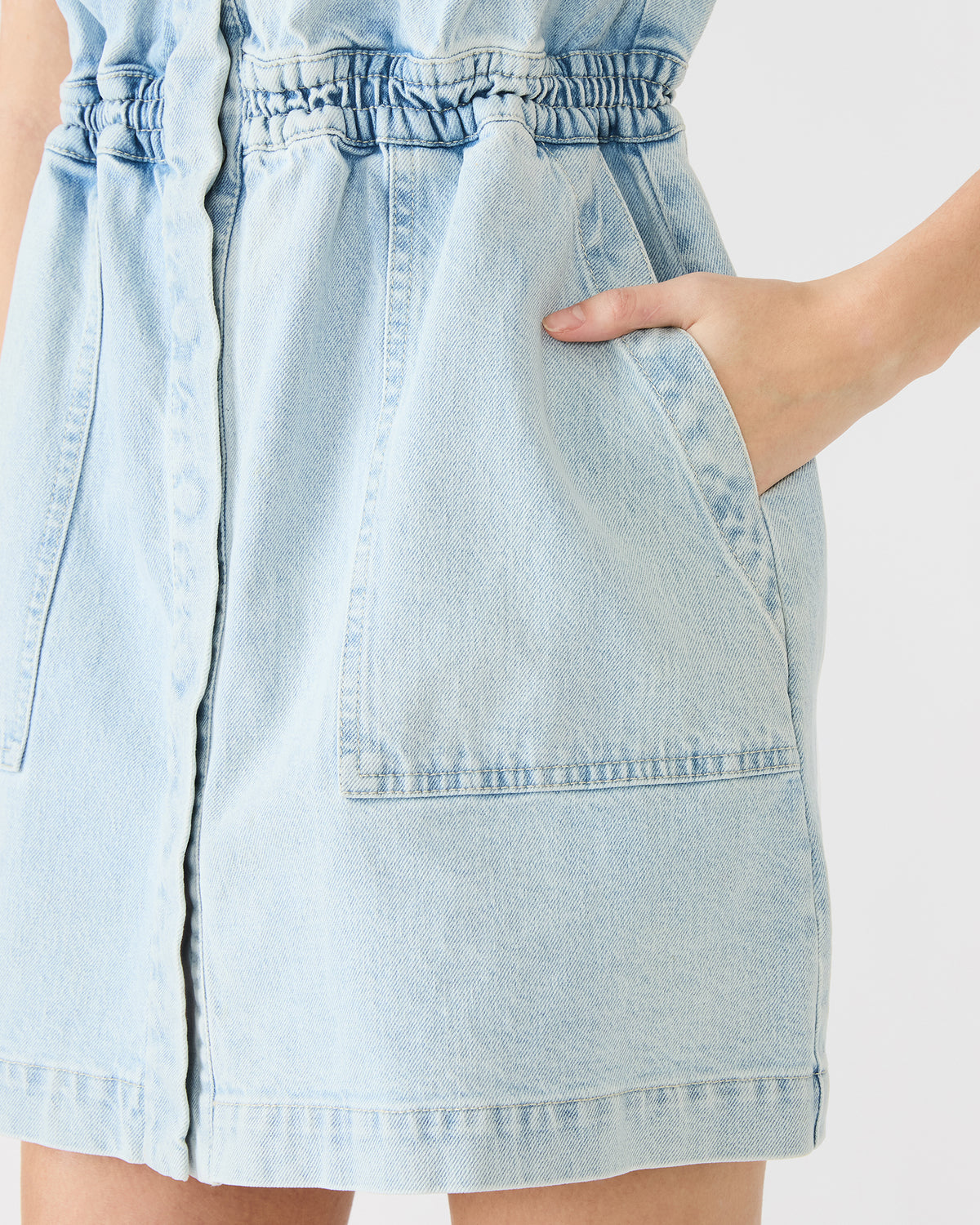 ROBBIE Aruba Blue Denim Zip-Up Collared Women's MinI Dress - Steve Madden