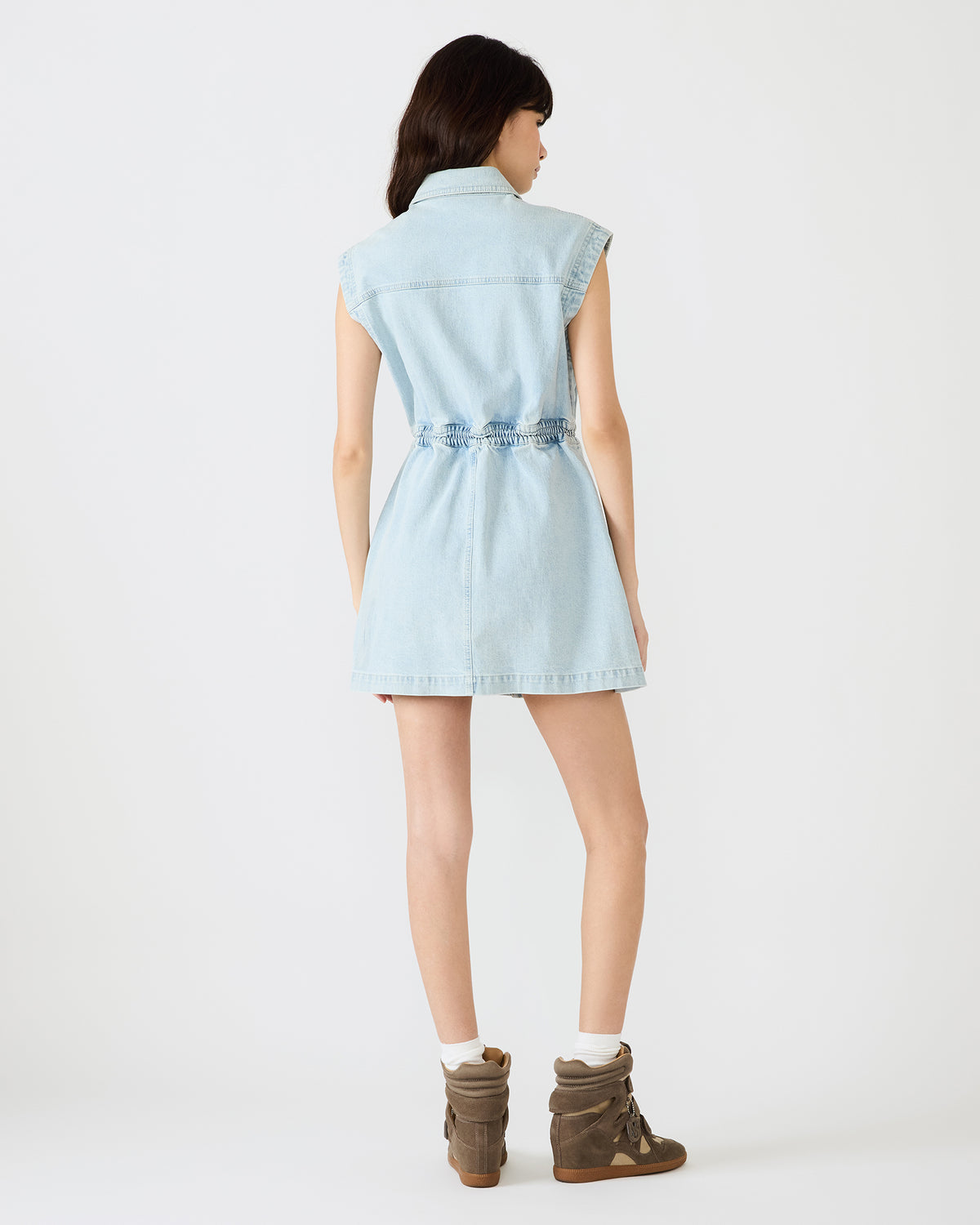 ROBBIE Aruba Blue Denim Zip-Up Collared Women's MinI Dress - Steve Madden