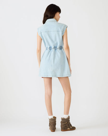 ROBBIE Aruba Blue Denim Zip-Up Collared Women's MinI Dress - Steve Madden