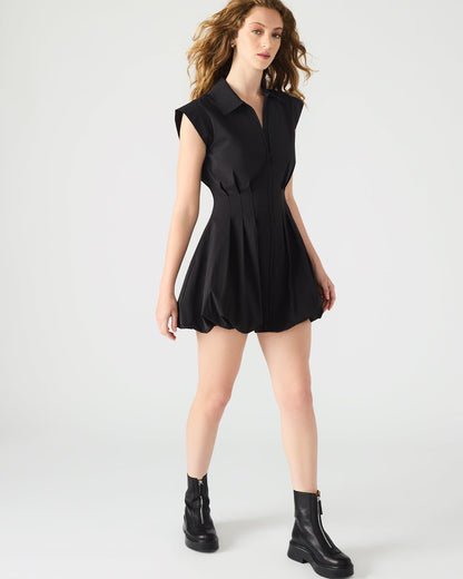 DYANNE Black Women's Zip-Front Bubble-Hem Dress - Steve Madden