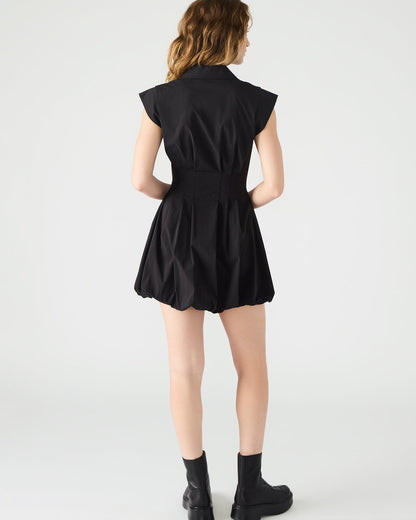 DYANNE Black Women's Zip-Front Bubble-Hem Dress - Steve Madden