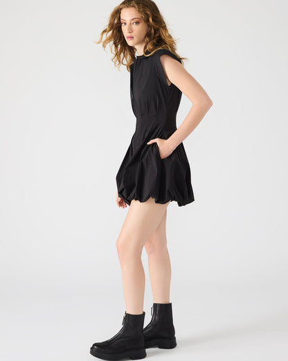 DYANNE Black Women's Zip-Front Bubble-Hem Dress - Steve Madden