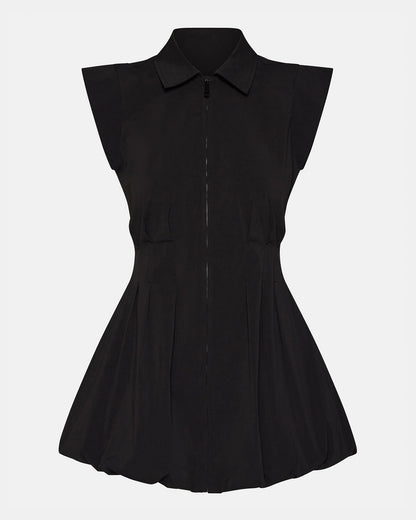 DYANNE Black Women's Zip-Front Bubble-Hem Dress - Steve Madden