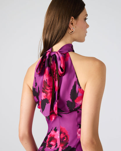LARA Rosette Pink Halter Mini Floral Print Women's Dress - Steve Madden