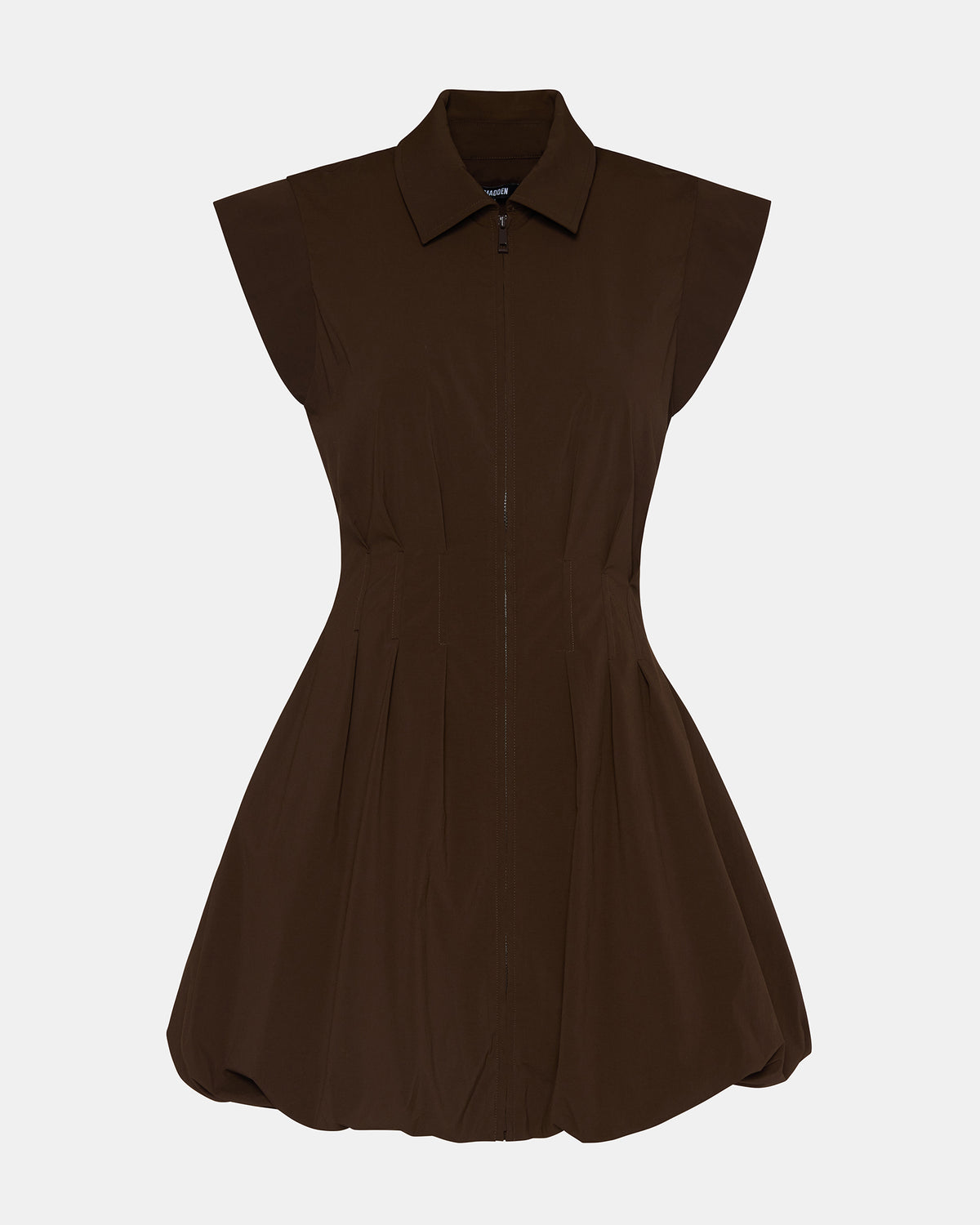 DYANNE Dark Espresso Women's Zip-Front Bubble-Hem Dress - Steve Madden