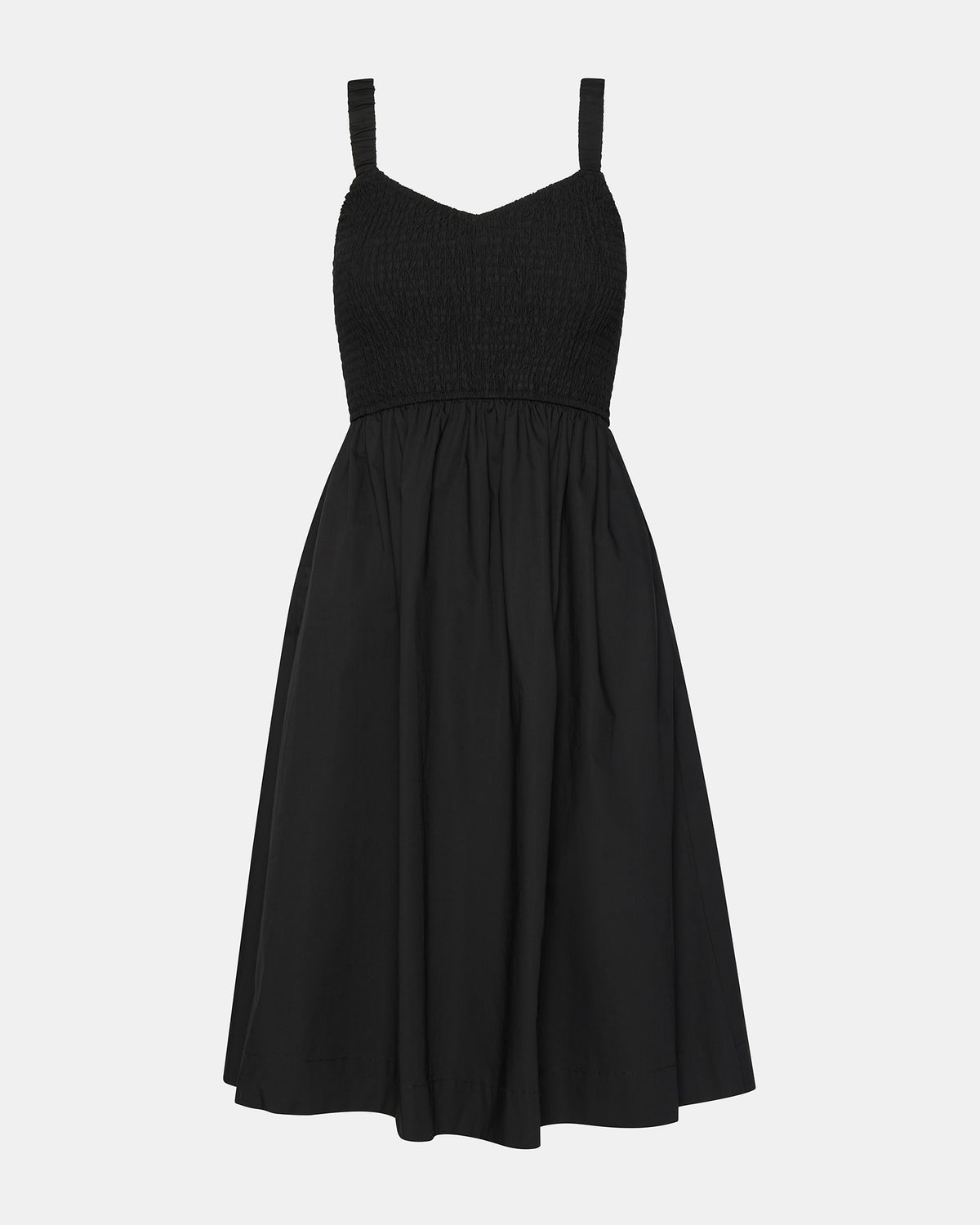 FLEUR Black Flowy Smocked Midi Women's Dress - Steve Madden