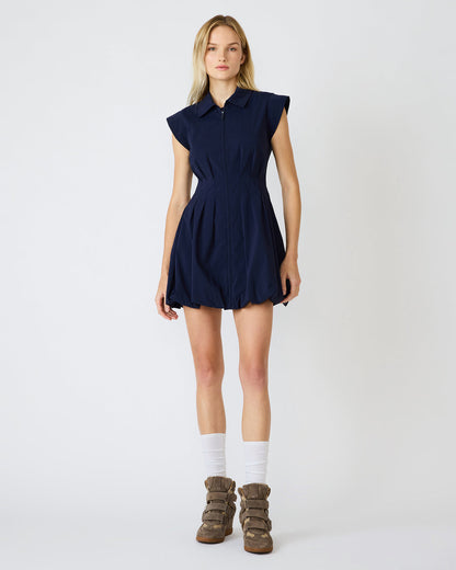 DYANNE Marine Women's Zip-Front Bubble-Hem Dress - Steve Madden