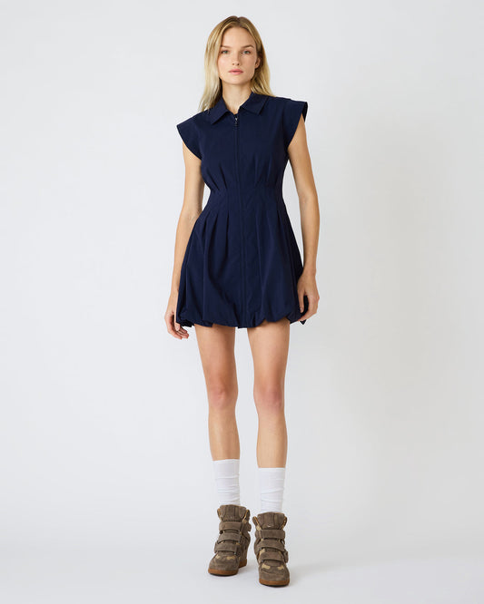 DYANNE Marine Women's Zip-Front Bubble-Hem Dress - Steve Madden