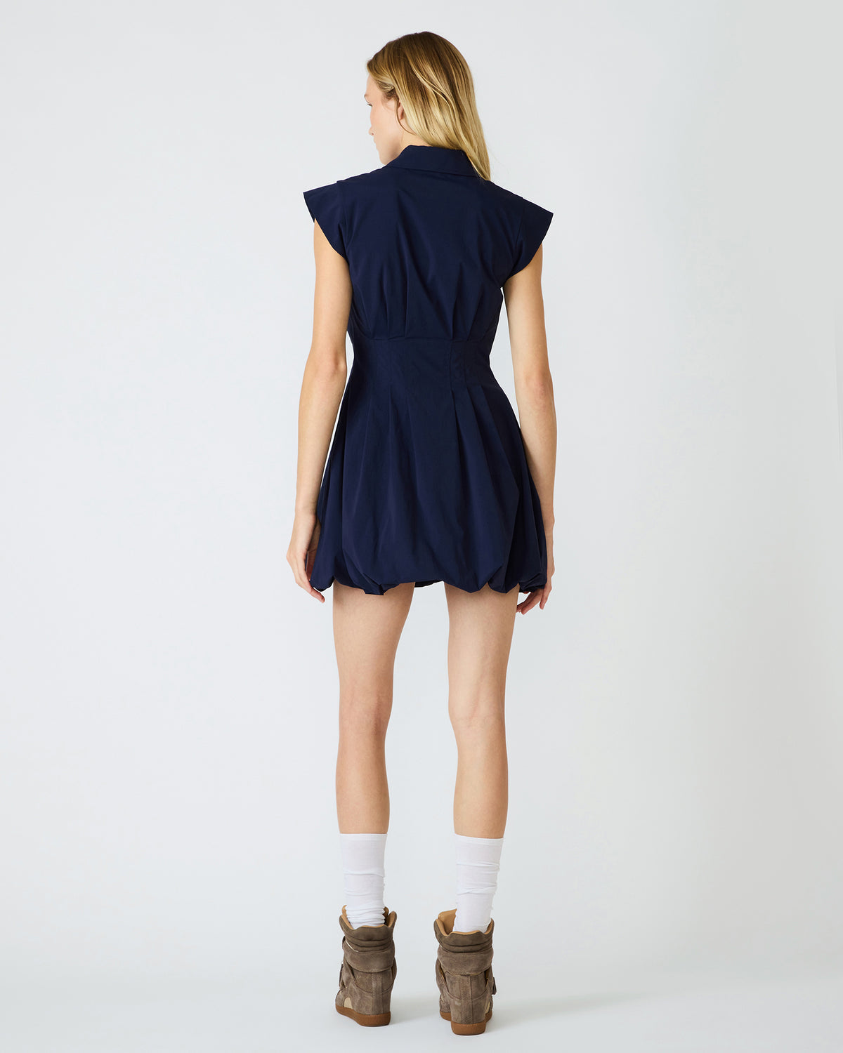 DYANNE Marine Women's Zip-Front Bubble-Hem Dress - Steve Madden