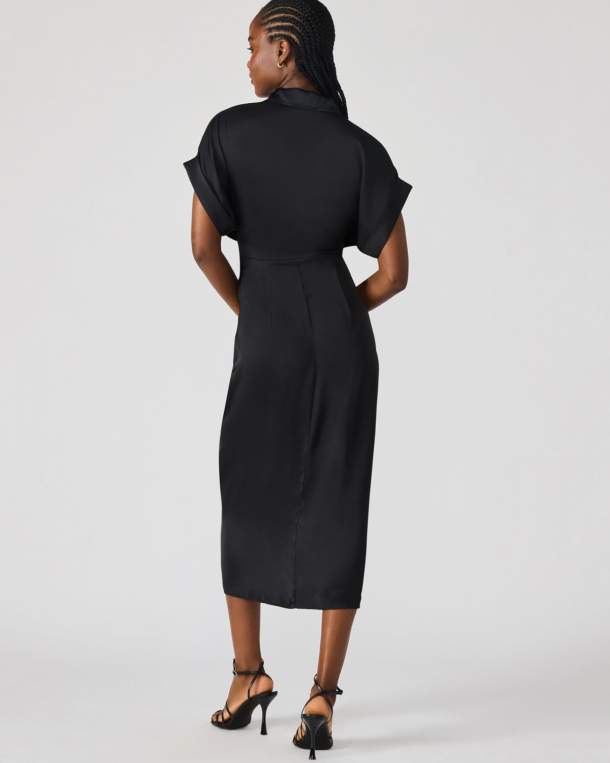 TORI Black Button Up Collared Midi Dress - Steve Madden