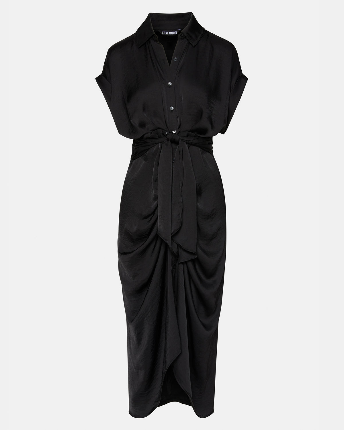 TORI Black Button Up Collared Midi Dress - Steve Madden