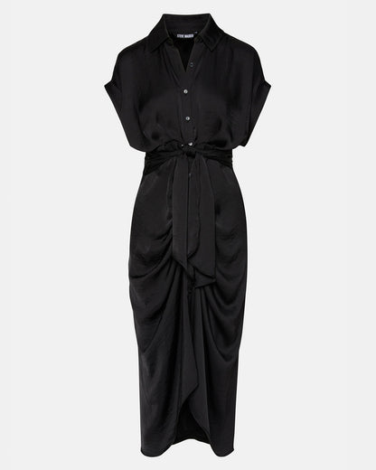 TORI Black Button Up Collared Midi Dress - Steve Madden