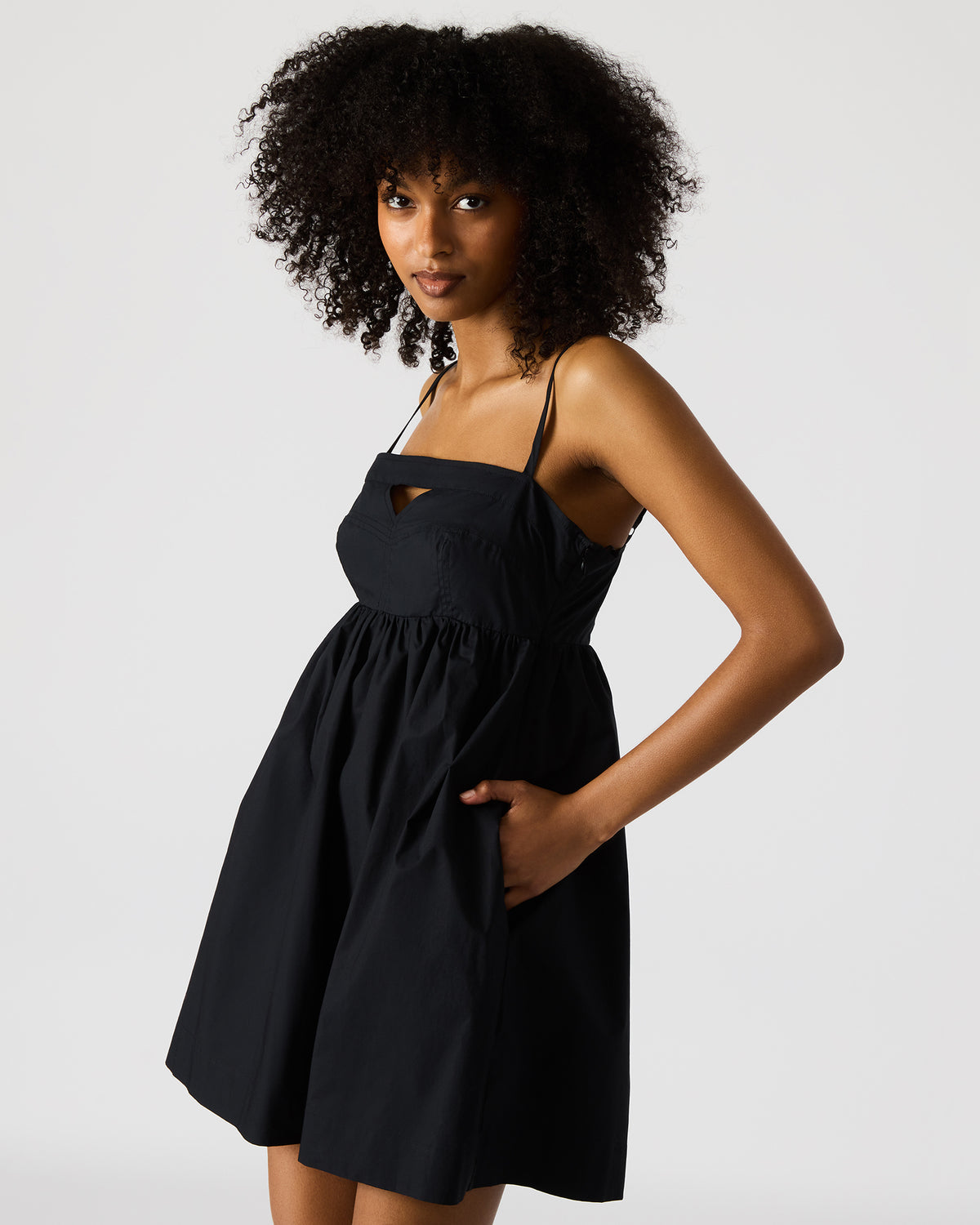 MEADOW Black Mini Cut-Out Flowy Dress - Steve Madden