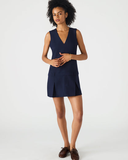 HENLEY Midnight Sleeveless V-neck Mini Pleated Women's Dress - Steve Madden