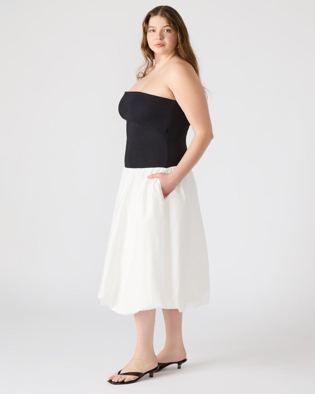 OLIVER Dress Smoke Strapless Midi Bubble Dress | Women's Dresses - Steve Madden